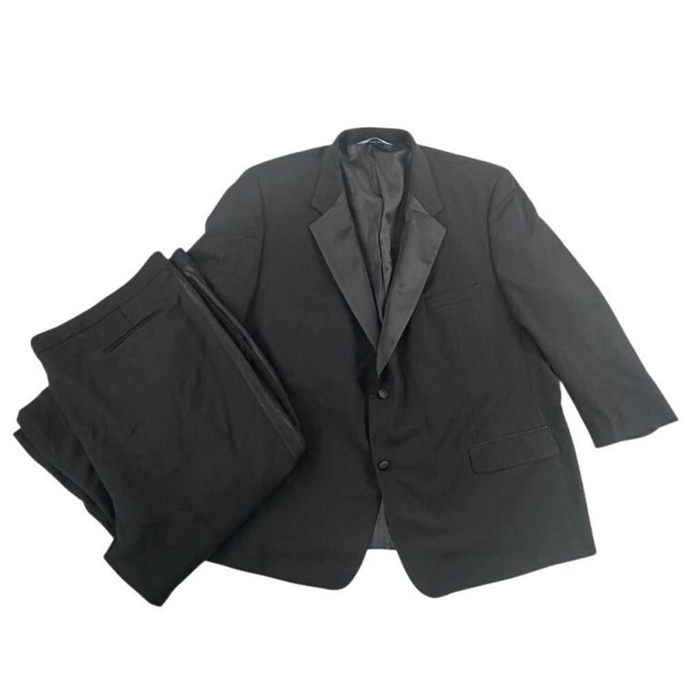 Versini Mens‎ Tuxedo 52L Jacket Black Wool 2 Piece Blazer Pants 53 x 24 Short